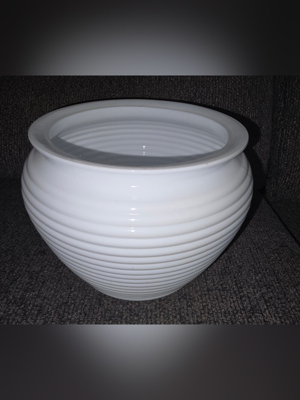 Vintage Mid Century White Ceramic Ribbed Planter Beehive Bowl McCoy Hull Style